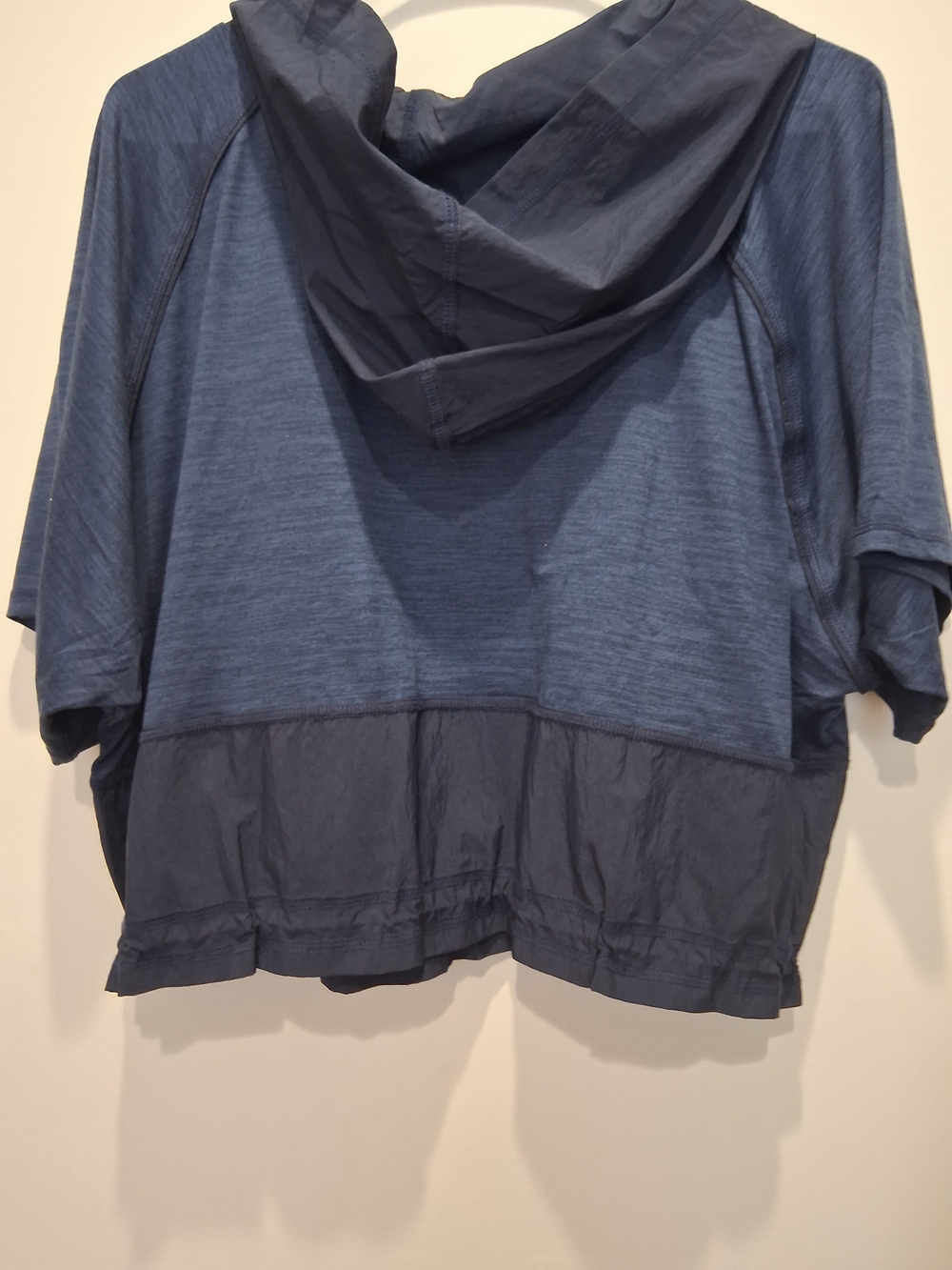 Free People Navy Blue Short-Sleeve Hooded Pullover